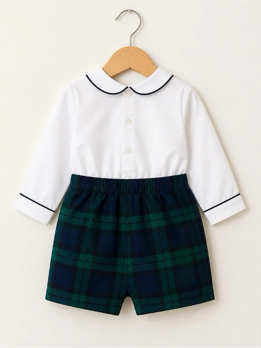 Edgehill Collection 18M Boys Plaid Shorts Peter Pan Collar 2 Piece Outfit EUC